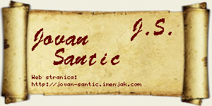 Jovan Šantić vizit kartica